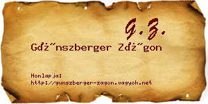 Günszberger Zágon névjegykártya